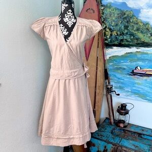 Calypso (MSRP $195) Christiane Celle,Cotton,Eyelet Wrap Dress,Cream, size Small